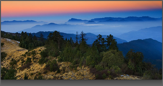 Image of a beautiful fog covered landscape at dawn.